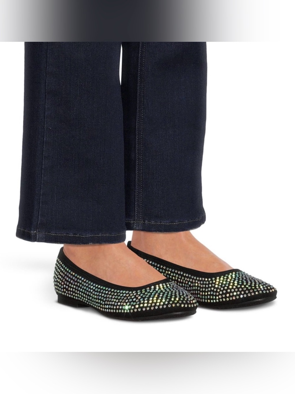 No Boundaries Black Sparkle Rhinestone Flats